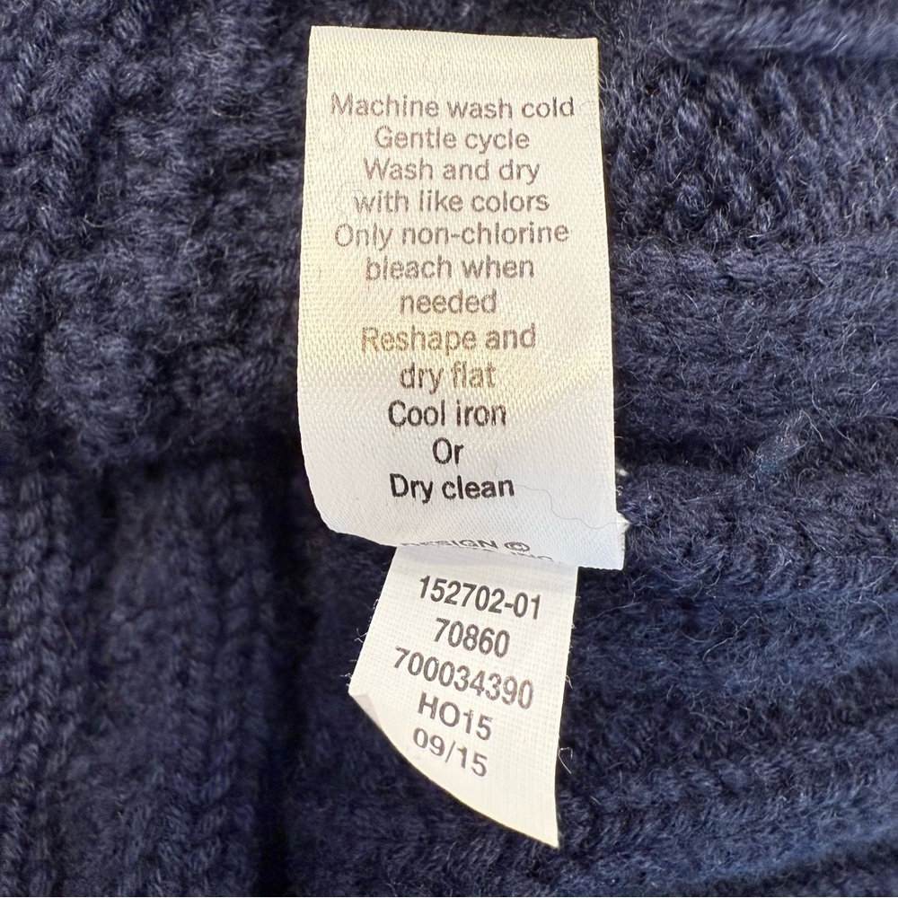 Athleta 100% Merino Wool Cable Knit Turtleneck Sweater Navy Women’s Small - Picture 11 of 11